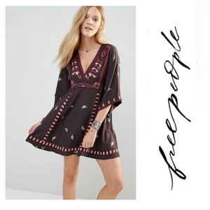 Free People Tulum Embroidered Mini Dress Size XS Boho V-Neck